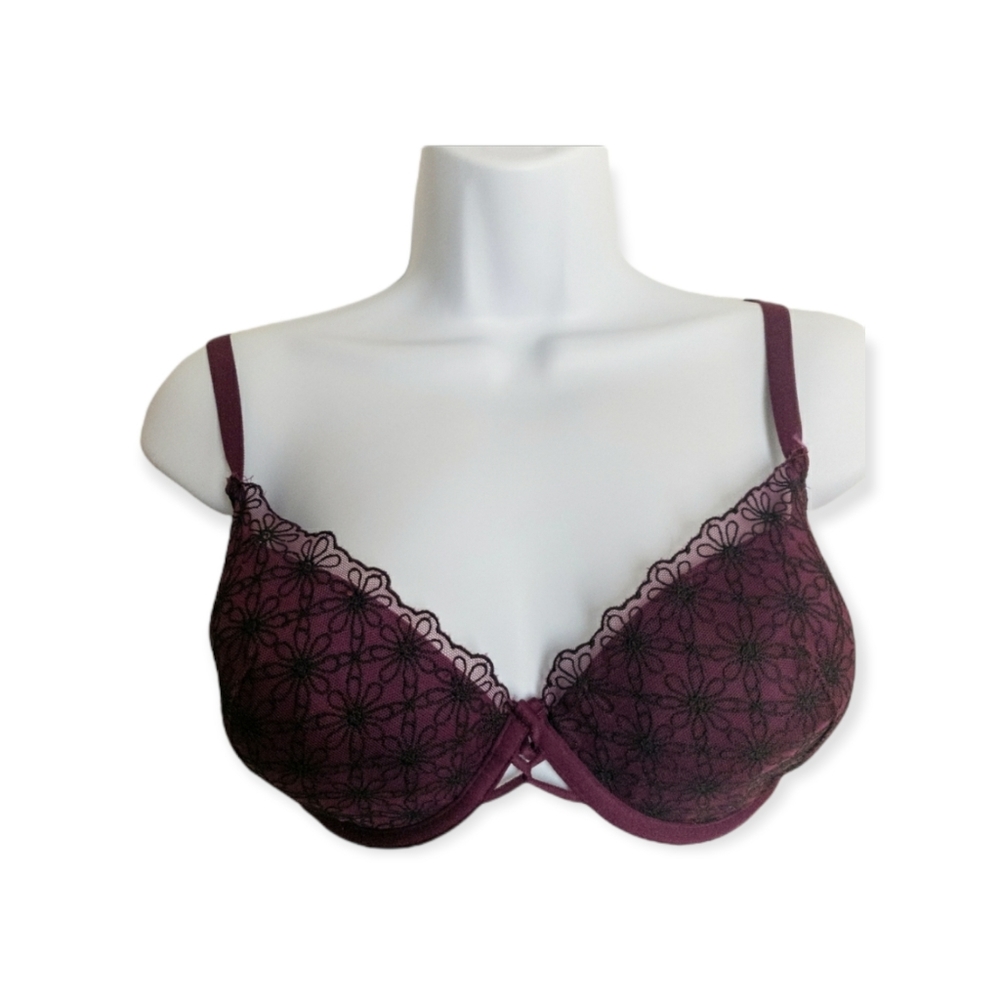 Floral Lace Lined Demi Cup Bra - 38D